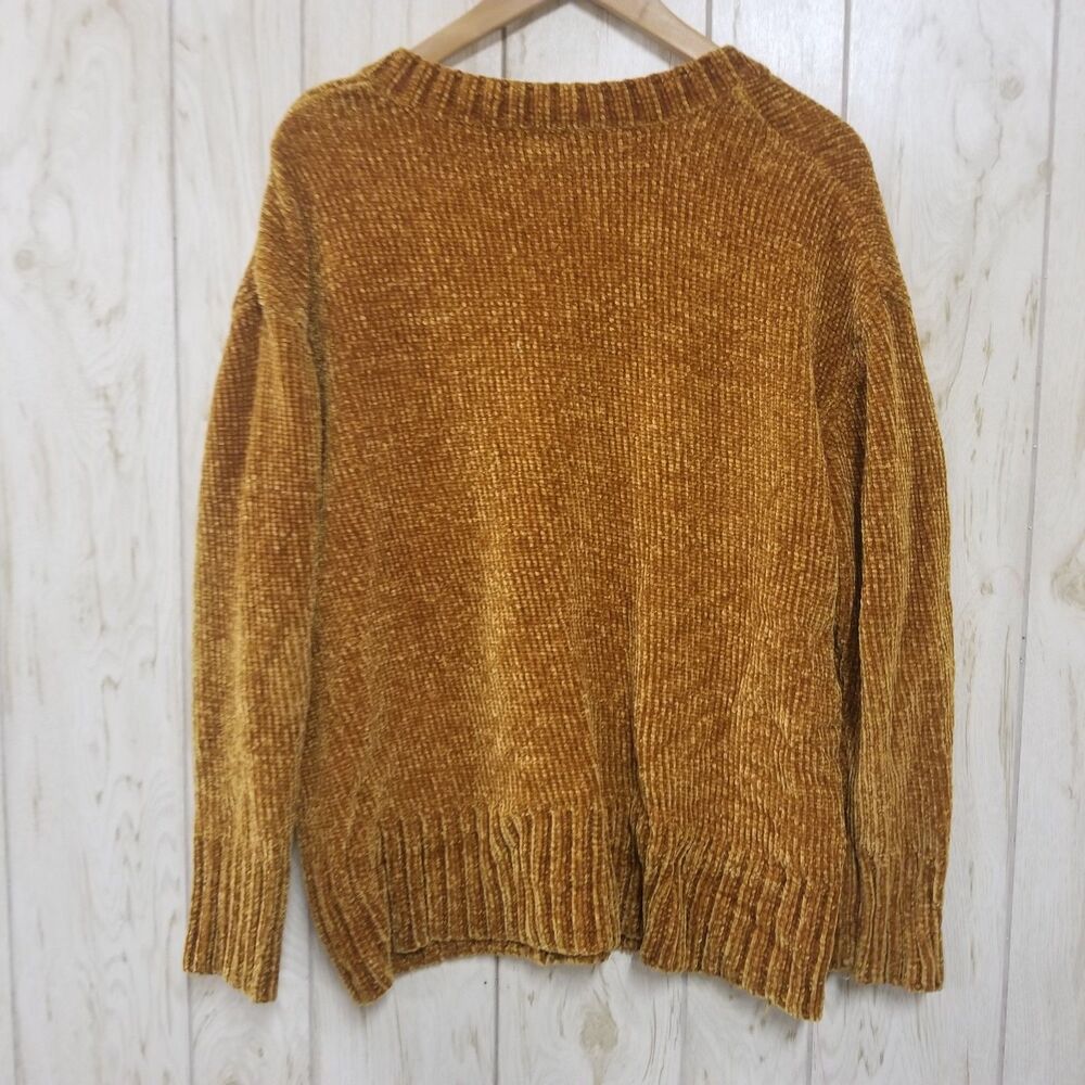 Broadway NYC Fashion Oversized Knit Sweater Gold Mustard M